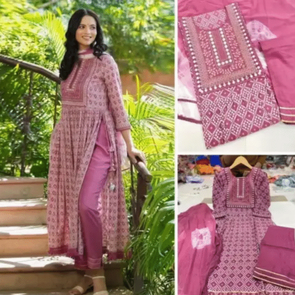 Women's Rayon Printed Kurti with Pant and Dupatta Set