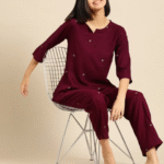 Elegant Maroon Embroidered Co-ord Set