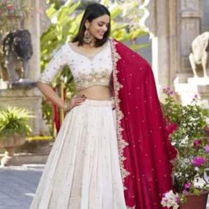 Women Embroidered Lehenga Choli Set with Dupatta