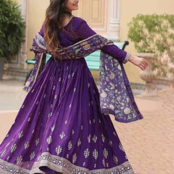 Women Embroidered Fit & Flare Dress with Dupatta